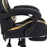 Fauteuil de jeux vidéo avec repose-pied Doré et noir Similicuir – Image 6