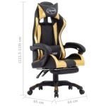 Fauteuil de jeux vidéo avec repose-pied Doré et noir Similicuir – Image 7