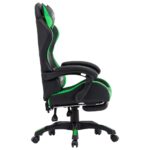 Fauteuil de jeux vidéo avec repose-pied Vert et noir Similicuir – Image 2