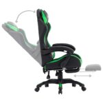 Fauteuil de jeux vidéo avec repose-pied Vert et noir Similicuir – Image 3