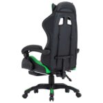Fauteuil de jeux vidéo avec repose-pied Vert et noir Similicuir – Image 4
