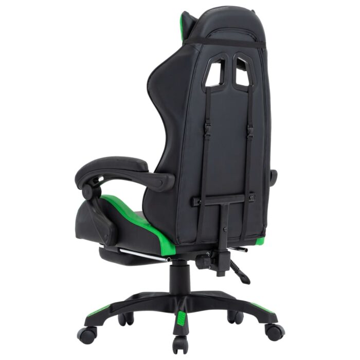 Fauteuil de jeux vidéo avec repose-pied Vert et noir Similicuir – Image 4