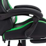 Fauteuil de jeux vidéo avec repose-pied Vert et noir Similicuir – Image 6