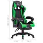Fauteuil de jeux vidéo avec repose-pied Vert et noir Similicuir – Image 7