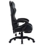 Fauteuil de jeux vidéo avec repose-pied Gris et noir Similicuir – Image 2