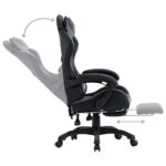 Fauteuil de jeux vidéo avec repose-pied Gris et noir Similicuir – Image 3