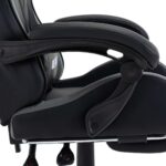 Fauteuil de jeux vidéo avec repose-pied Gris et noir Similicuir – Image 5