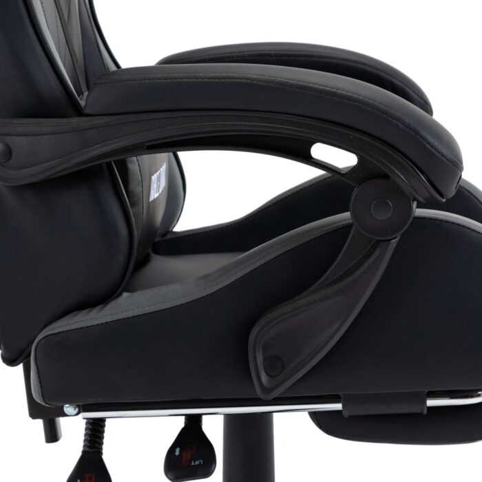 Fauteuil de jeux vidéo avec repose-pied Gris et noir Similicuir – Image 5
