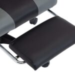 Fauteuil de jeux vidéo avec repose-pied Gris et noir Similicuir – Image 6