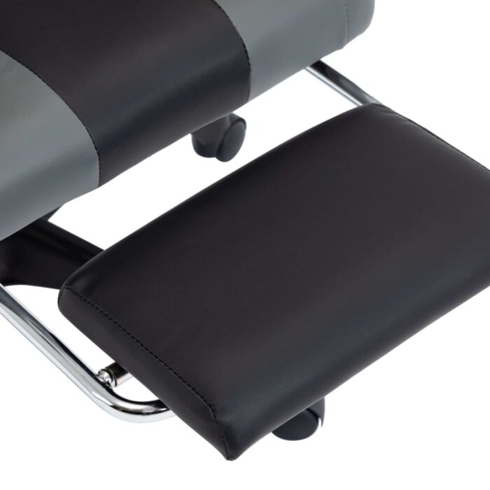 Fauteuil de jeux vidéo avec repose-pied Gris et noir Similicuir – Image 6