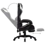 Fauteuil de jeux vidéo et repose-pied Blanc et noir Similicuir – Image 3