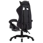Fauteuil de jeux vidéo et repose-pied Blanc et noir Similicuir – Image 4