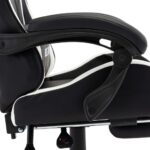 Fauteuil de jeux vidéo et repose-pied Blanc et noir Similicuir – Image 6