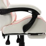 Fauteuil de jeux vidéo et repose-pied Rose et blanc Similicuir – Image 6