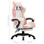 Fauteuil de jeux vidéo et repose-pied Rose et blanc Similicuir – Image 7