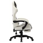 Fauteuil de jeux vidéo et repose-pied Noir et blanc Similicuir – Image 2