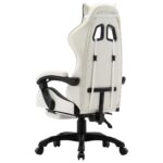 Fauteuil de jeux vidéo et repose-pied Noir et blanc Similicuir – Image 4