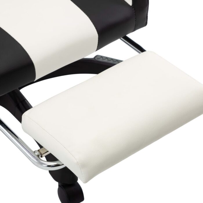 Fauteuil de jeux vidéo et repose-pied Noir et blanc Similicuir – Image 5
