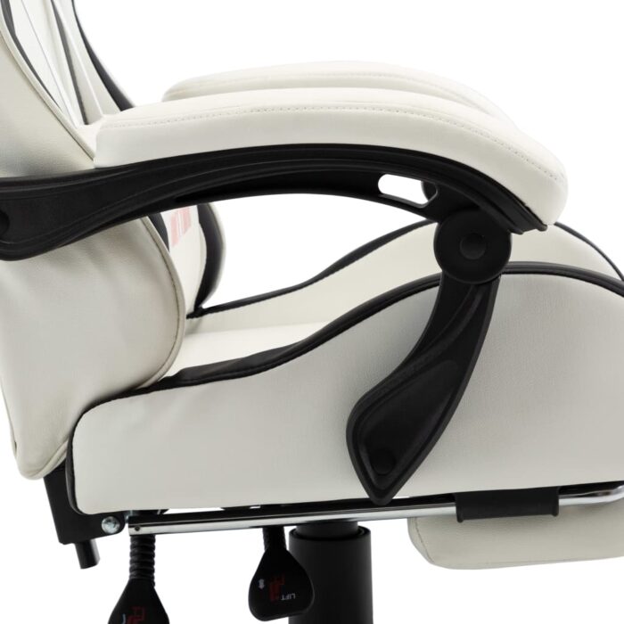 Fauteuil de jeux vidéo et repose-pied Noir et blanc Similicuir – Image 6