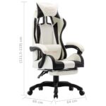 Fauteuil de jeux vidéo et repose-pied Noir et blanc Similicuir – Image 7