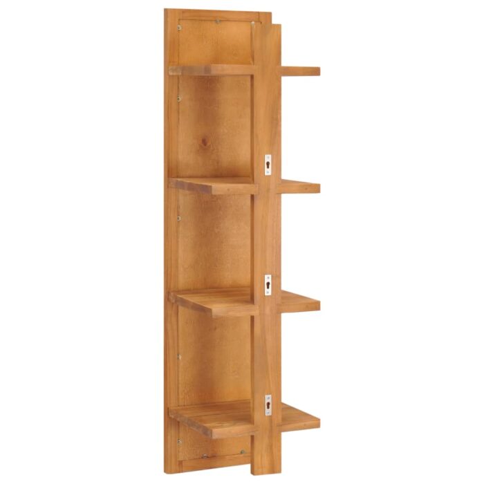 Miroir mural avec étagères 30x30x120 cm Bois de teck massif – Image 2