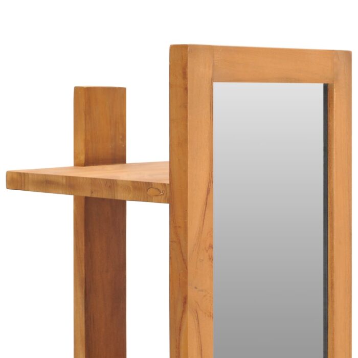 Miroir mural avec étagères 30x30x120 cm Bois de teck massif – Image 3