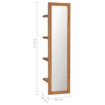 Miroir mural avec étagères 30x30x120 cm Bois de teck massif – Image 5
