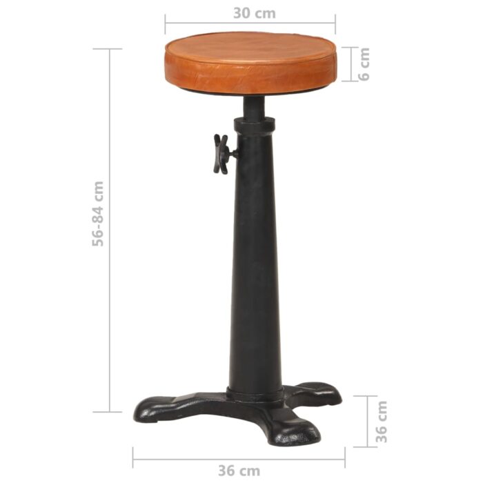 Tabourets de bar lot de 2 marron cuir véritable et fonte – Image 6