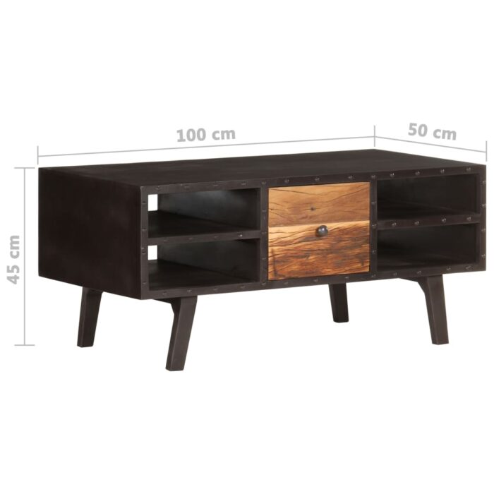 Table basse 100x50x45 cm Bois de récupération massif – Image 5