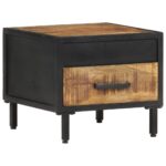 Table de chevet 40x40x35 cm Bois de manguier brut – Image 11