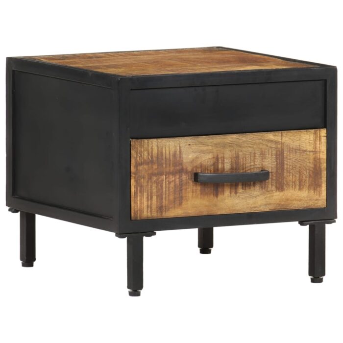 Table de chevet 40x40x35 cm Bois de manguier brut – Image 11