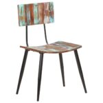 Chaises à manger lot de 2 bois de récupération solide – Image 10
