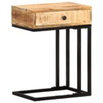 Table d'appoint en forme d'U 45x30x61cm Bois de manguier massif – Image 10
