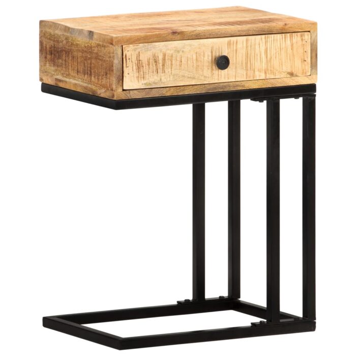Table d'appoint en forme d'U 45x30x61cm Bois de manguier massif – Image 10