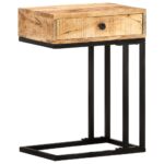 Table d'appoint en forme d'U 45x30x61cm Bois de manguier massif – Image 12