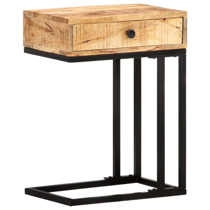 Table d'appoint en forme d'U 45x30x61cm Bois de manguier massif – Image 12