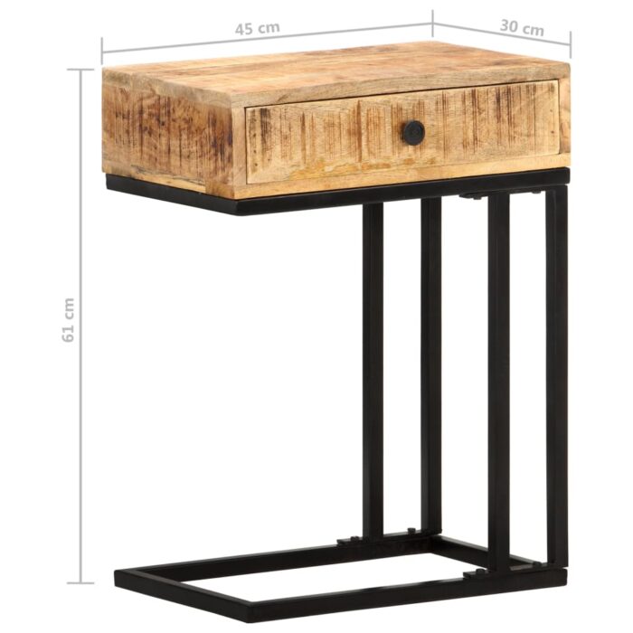 Table d'appoint en forme d'U 45x30x61cm Bois de manguier massif – Image 8