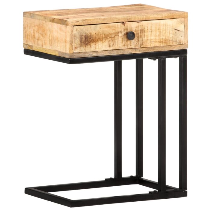 Table d'appoint en forme d'U 45x30x61cm Bois de manguier massif – Image 9
