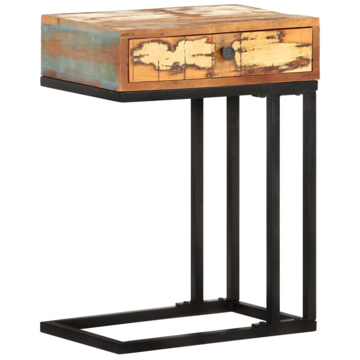 Table d'appoint en U 45x30x61 cm Bois de récupération massif – Image 12