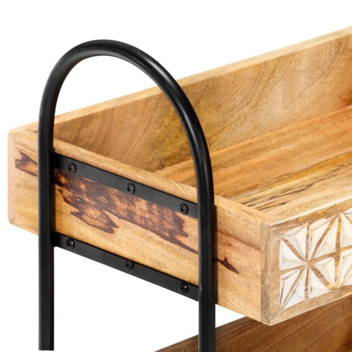 Chariot de cuisine à 3 niveaux 46x30x76 cm Bois de manguier – Image 3