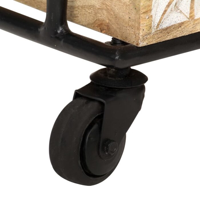 Chariot de cuisine à 3 niveaux 46x30x76 cm Bois de manguier – Image 5