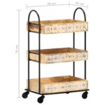 Chariot de cuisine à 3 niveaux 46x30x76 cm Bois de manguier – Image 6