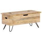 Coffre 90x40x45 cm Bois solide de manguier – Image 11