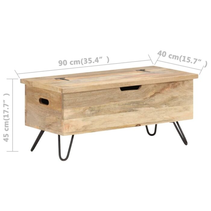 Coffre 90x40x45 cm Bois solide de manguier – Image 8