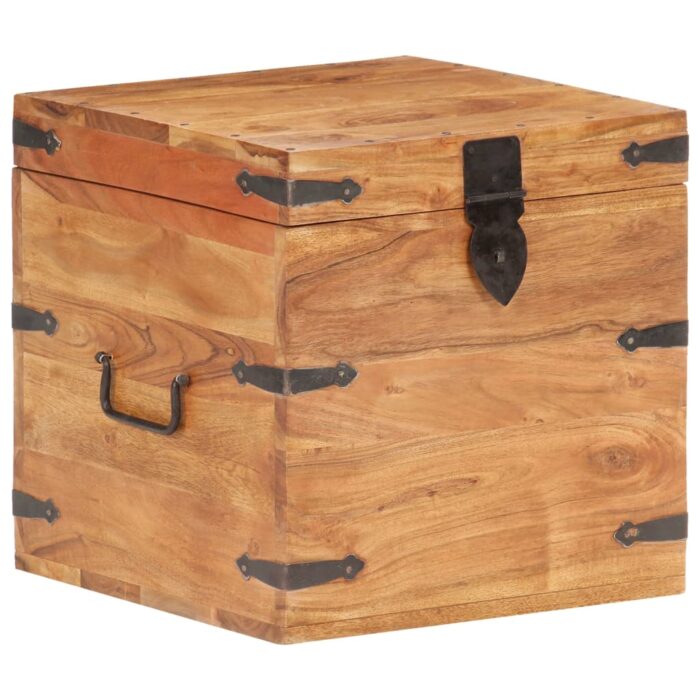 Coffre 40x40x40 cm bois d'acacia solide – Image 1