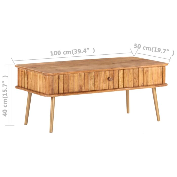 Table basse 100x50x40 cm Bois d'acacia massif – Image 9