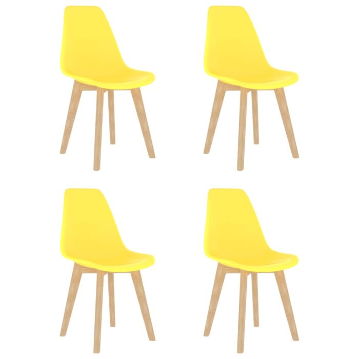 Chaises à manger lot de 4 jaune plastique – Image 1