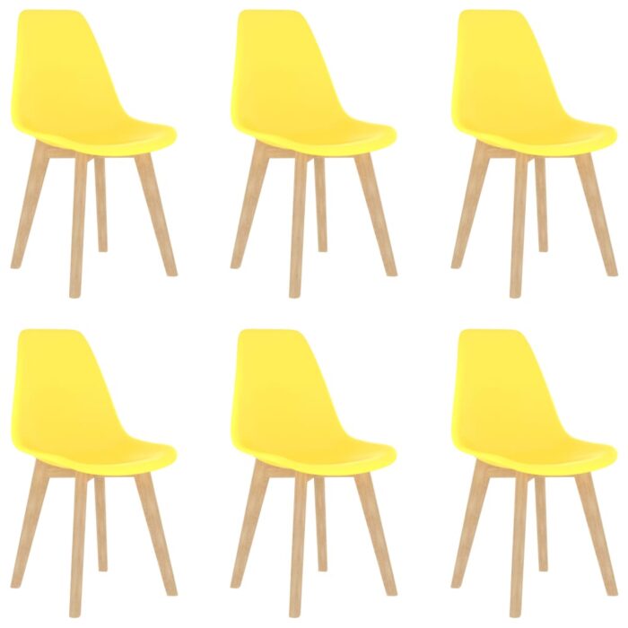 Chaises à manger lot de 6 jaune plastique – Image 1