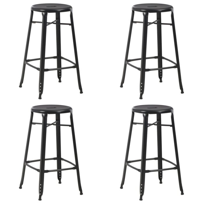 Tabourets de bar lot de 4 noir acier – Image 1