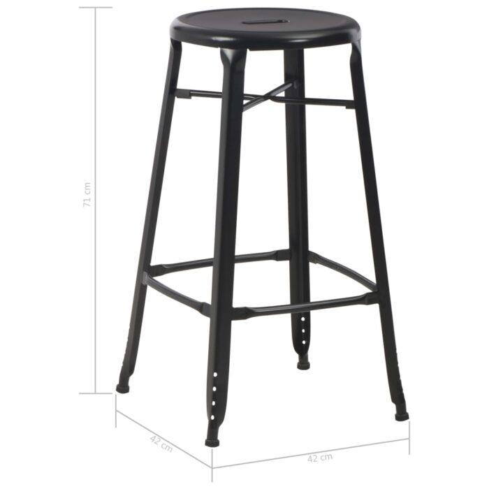 Tabourets de bar lot de 4 noir acier – Image 6